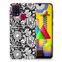 Samsung Galaxy M31 TPU Case Black Flowers - thumbnail