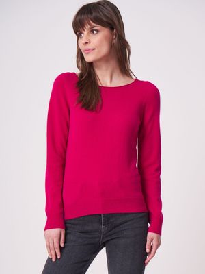 Basic fijngebreide boothals trui van biologisch cashmere
