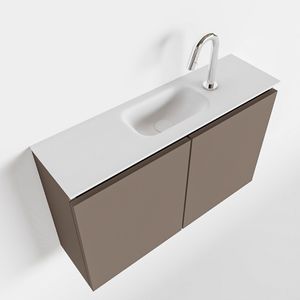 MONDIAZ TURE 80cm toiletmeubel smoke. EDEN wastafel talc midden 1 kraangat