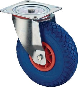 BS Rollen Zwenkwiel | wiel-d. 260 mm draagvermogen 160 kg | met schroefplaat wielbehuizing kunststof | polyurethaan blauw | 1 stuk - L400.D16.260