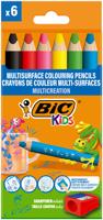 Kleurpotlood bickids multi surface 6st ass