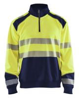 Blåkläder Sweatshirt halve rits High-Vis 35562528 | High-Vis Geel/Marineblauw | Maat 4XL - 7330509610091