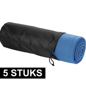 5x Fleece deken zee blauw 150 x 120 cm