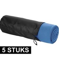 5x Fleece deken zee blauw 150 x 120 cm