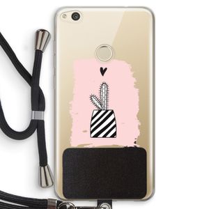 Zwart-wit cactus: Huawei Ascend P8 Lite (2017) Transparant Hoesje met koord