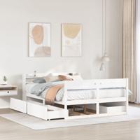 Bedframe zonder matras massief grenenhout wit 140x190 cm