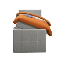 Leen Bakker - Boxspring Met Opbergruimte En Voetbord Liv Geblokt - Licht - 90x200cm - Stof - Grijs