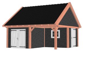 Tijdelijk 15% korting | Trendhout Buitenverblijf Zadeldak XXL 655x700 cm - Combinatie 1- Zadeldak- Onbehandeld lariks Douglas hout- Trendhout
