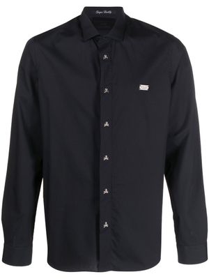 Philipp Plein chemise à plaque logo poitrine - Noir