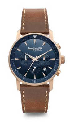 Lambretta Imola 44 Racing Leather RoseGold Blue Brown 2196BLU2