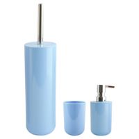 MSV Badkameraccessoire Moods - toiletborstel in houder - beker - zeeppompje - lichtblauw - kunststof - Badkameraccessoir - thumbnail