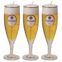 Bierglas kaars - 3x - Duits Krombacher bier - H20 cm - Vaderdag of verjaardag cadeau - Bierkaars