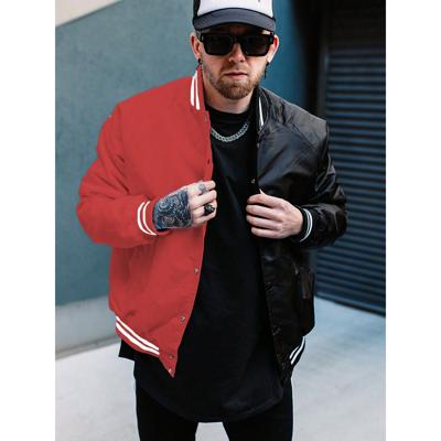 Men's Two Tone Varsity Bomber Jacket | Waterproof Winter Coat Black Red / L