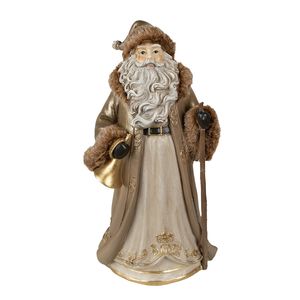 Clayre & Eef Beeld Kerstman 34 cm Bruin Polyresin Kerstfiguren Bruin Kerstfiguren