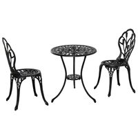 Outsunny zitgroep 3-delige eetgroep tuinset 1 tafel + 2 stoelen met parasolgat terras aluminium zwart Ã˜Â 60 x 67Â h cm | Aosom Netherlands