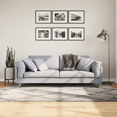 VidaXL Vloerkleed pamplona shaggy hoogpolig 140x200 cm beige antraciet