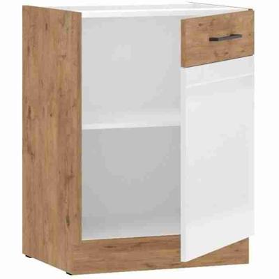 ROCK - Onderkast - Lancelot eiken en glanzend witte melamine - 60 cm - 1 draaideur
