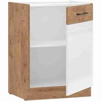ROCK - Onderkast - Lancelot eiken en glanzend witte melamine - 60 cm - 1 draaideur
