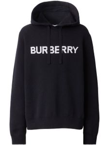 Burberry hoodie à logo intarsia - Bleu