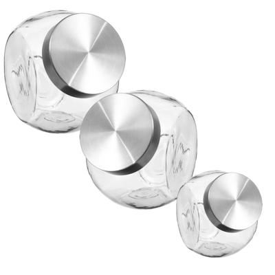 Secret de Gourmet Set van 3x snoeppotten - voorraadpotten - glas - 650 ml - 1500 ml - 2100 ml