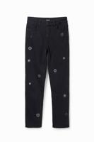 Straight jeans met applicaties - BLACK - 38