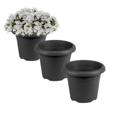 Hega Hogar Plantenbak - 5x - antraciet - kunststof - D14 x H11 cm