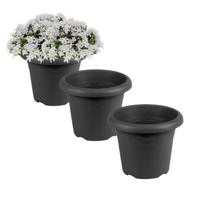 Hega Hogar Plantenbak - 5x - antraciet - kunststof - D14 x H11 cm