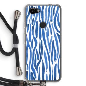 Blauwe nerven: Pixel 3a Transparant Hoesje met koord