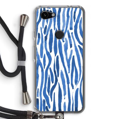 Blauwe nerven: Pixel 3a Transparant Hoesje met koord