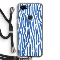 Blauwe nerven: Pixel 3a Transparant Hoesje met koord