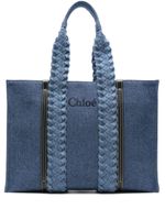 Chloé large Woody denim tote bag - Bleu