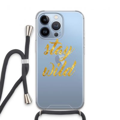 Stay wild: iPhone 13 Pro Transparant Hoesje met koord