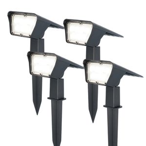 4x Odessa LED Solar Tuinspot Prikspot 6000K daglicht wit IP65 waterdicht - Tuin spots, spots bodem buiten