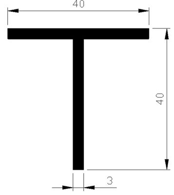 T-profiel alu brute 40x40x3mm (5mtr)
