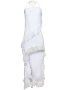 ESTER MANAS robe asymétrique Carmen à volants - Blanc