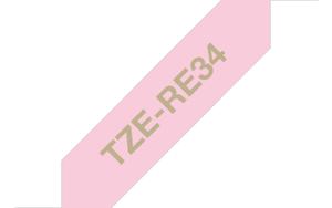 Labeltape textiel ongelamineerd Brother TZe, TZ TZe-RE34 Tapekleur: Roze Tekstkleur:Goud 12 mm 4 m