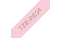Labeltape textiel ongelamineerd Brother TZe, TZ TZe-RE34 Tapekleur: Roze Tekstkleur:Goud 12 mm 4 m - thumbnail