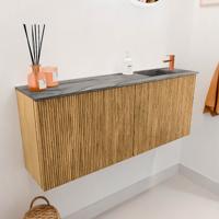 Toiletmeubel Mondiaz Joya Dlux | 100 cm | Meubelkleur Oak | Faye wastafel Sombra Wasbak Rechts | 1 kraangat