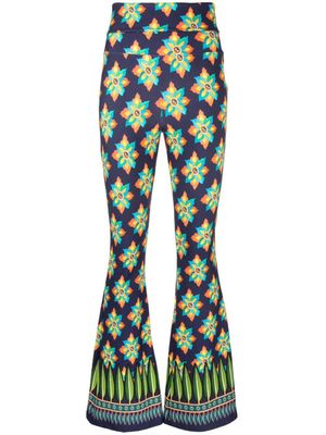 La DoubleJ pantalon évasé à imprimé graphique - Bleu