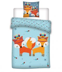 Aymax dekbedovertrek vossen 140 x 200 cm blauw