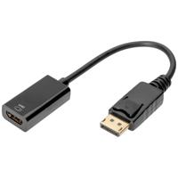 Digitus DB-340415-002-S DisplayPort-kabel DisplayPort / HDMI Aansluitkabel DisplayPort-stekker, HDMI-A-bus 0.20 m Zwart Afgeschermd (dubbel), Afgeschermd