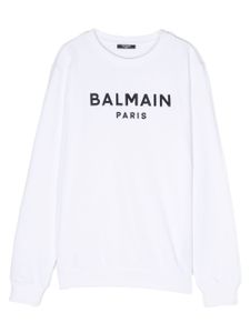 Balmain Kids sweat en coton à logo imprimé - Blanc