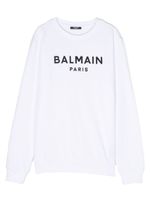 Balmain Kids sweat en coton à logo imprimé - Blanc - thumbnail