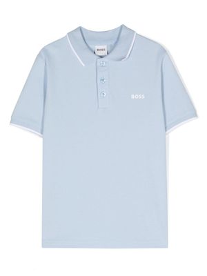BOSS Kidswear polo en coton à logo imprimé - Bleu