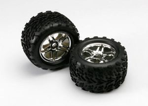 Tires & wheels, assembled, glued (ss (split spoke) chrome wheels, talon tires, foam inserts) (2)