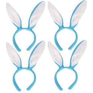 10x stuks konijnen/bunny oren licht blauw met wit voor volwassenen 27 x 28 cm