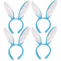 10x stuks konijnen/bunny oren licht blauw met wit voor volwassenen 27 x 28 cm