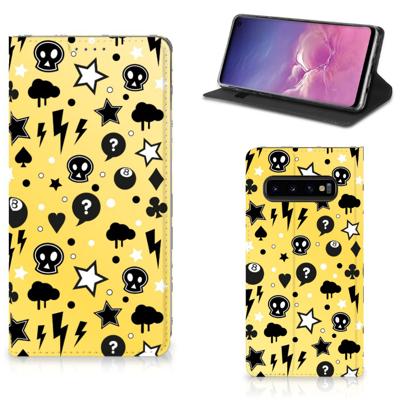 Mobiel BookCase Samsung Galaxy S10 Punk Geel Mobiel BookCase Samsung Galaxy S10 Punk Geel