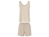 esmara Korte linnen dames pyjama (Beige, L (44/46))