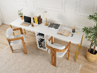 Bureau 2 personen TWINNA 240 cm wit/goud